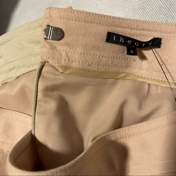 Theory Wool Knee length Skirt Zip & Button Closure Neutrals Brown size M US 6 - Picture 8 of 8